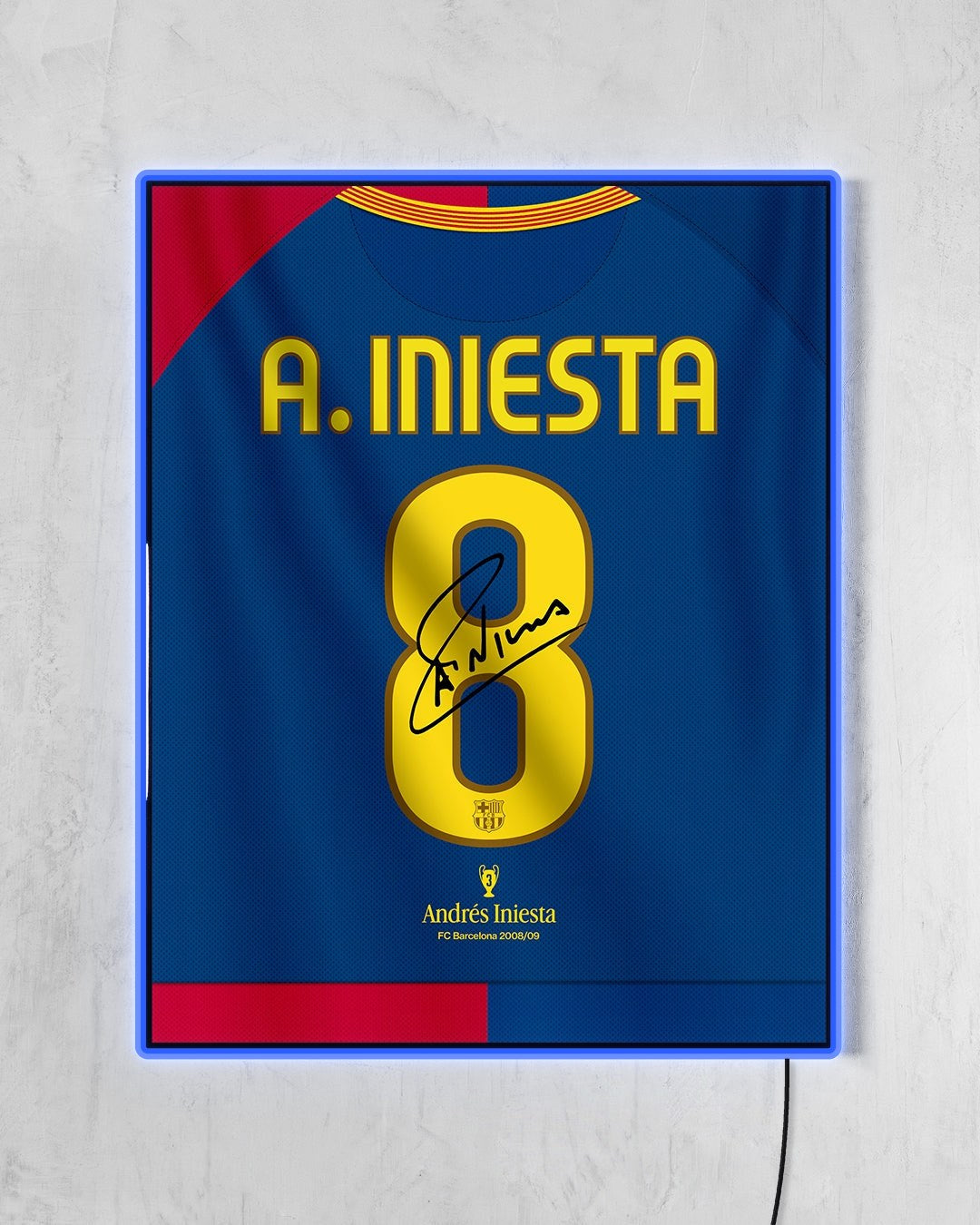 FC Barcelona 2008/09 Local - Diseño Dorsal / Iniesta #8 con LED azul encendido
