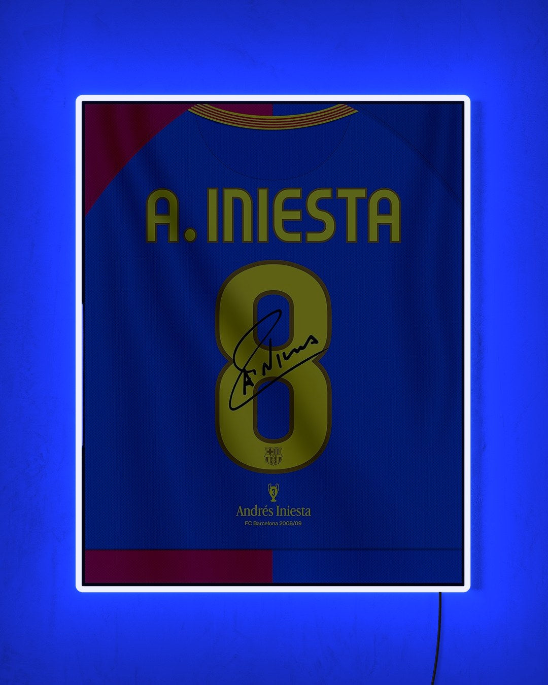 FC Barcelona 2008/09 Local - Diseño Dorsal / Iniesta #8 con LED azul encendido de noche