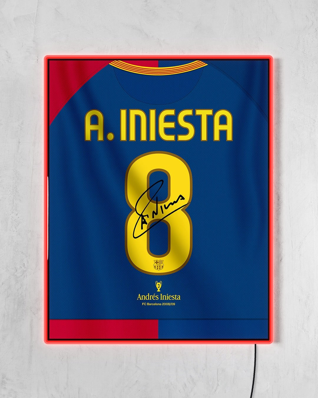 FC Barcelona 2008/09 Local - Diseño Dorsal / Iniesta #8 con LED rojo encendido