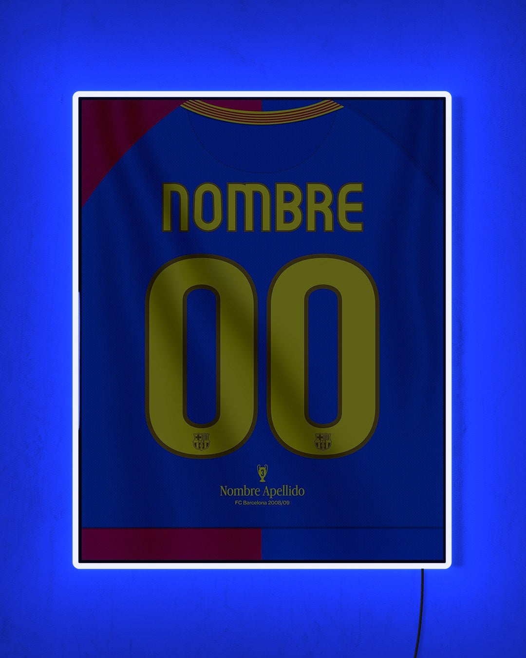 FC Barcelona 2008/09 Local - Diseño Dorsal / Personalizado con LED azul encendido de noche