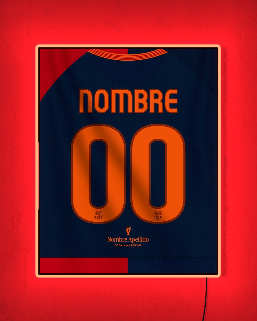 FC Barcelona 2008/09 Local - Diseño Dorsal / Personalizado con LED rojo encendido de noche