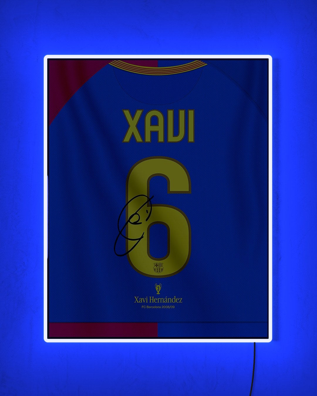 FC Barcelona 2008/09 Local - Diseño Dorsal / Xavi #6 con LED azul encendido de noche