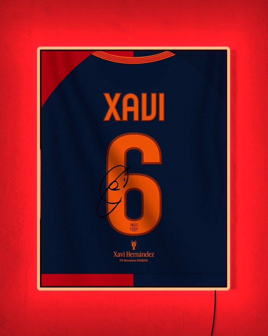 FC Barcelona 2008/09 Local - Diseño Dorsal / Xavi #6 con LED rojo encendido de noche