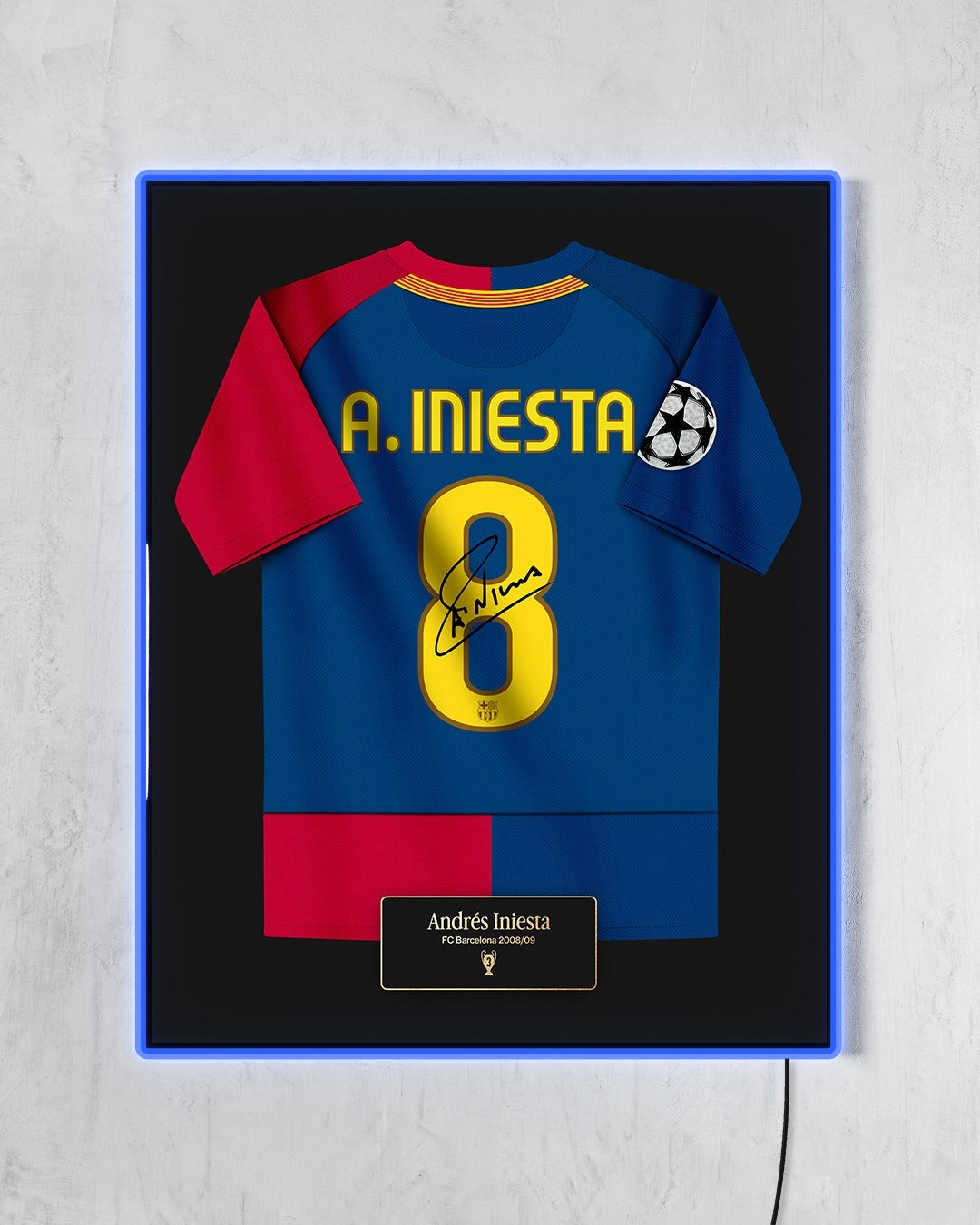 FC Barcelona 2008/09 Local - Diseño Jersey / Iniesta #8 con LED azul encendido
