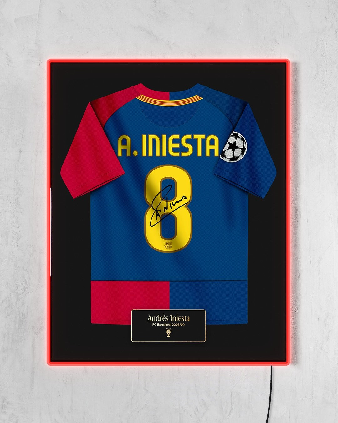 FC Barcelona 2008/09 Local - Diseño Jersey / Iniesta #8 con LED rojo encendido