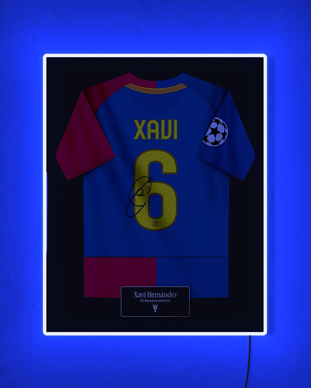 FC Barcelona 2008/09 Local - Diseño Jersey / Xavi #6 con LED azul encendido de noche