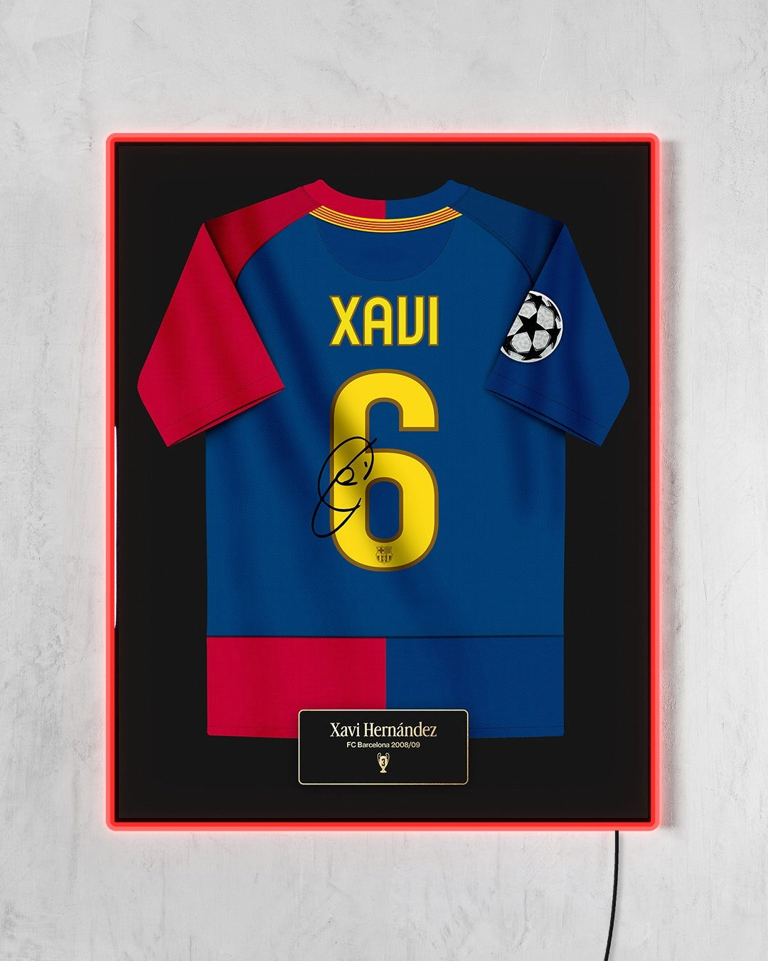 FC Barcelona 2008/09 Local - Diseño Jersey / Xavi #6 con LED rojo encendido