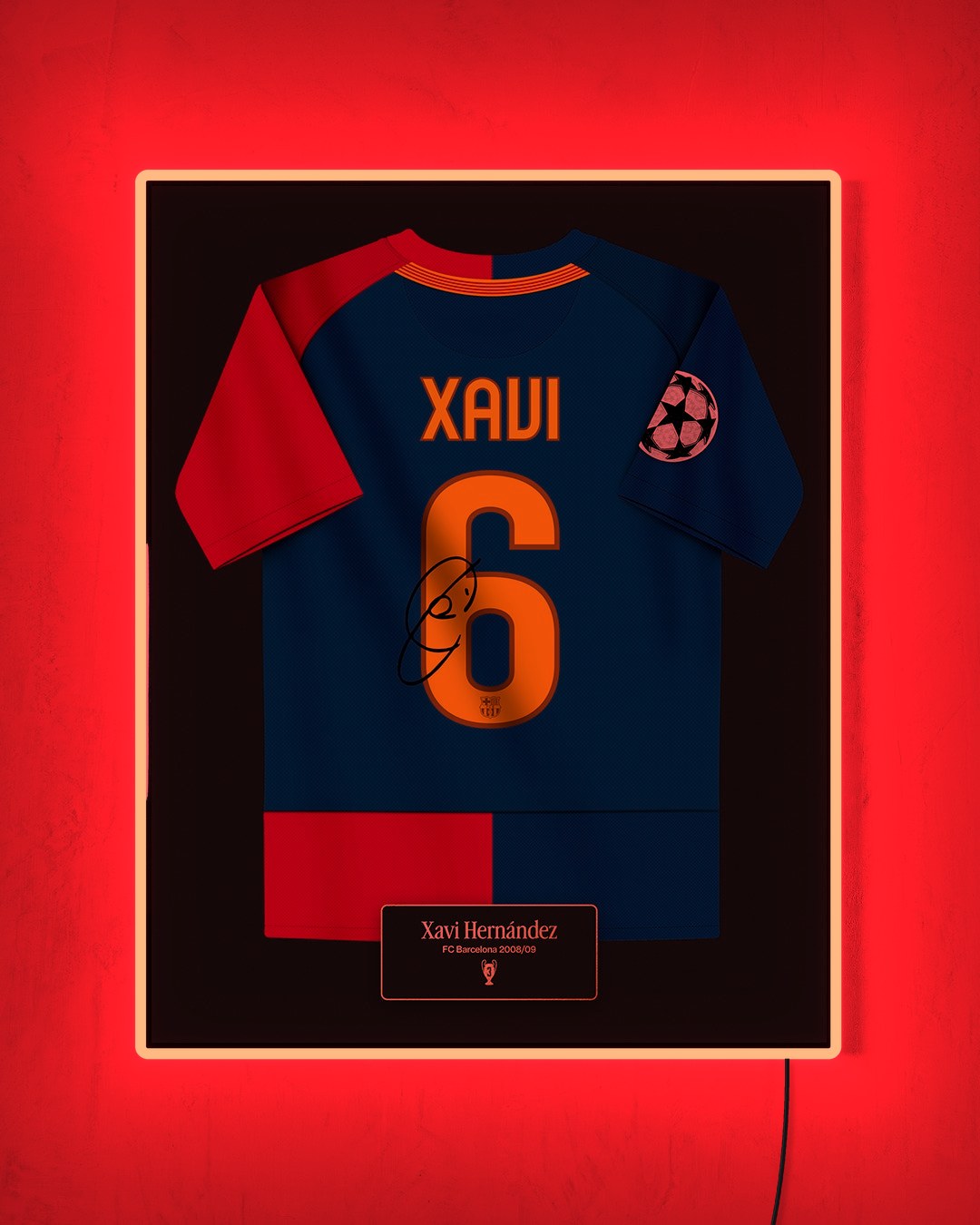 FC Barcelona 2008/09 Local - Diseño Jersey / Xavi #6 con LED rojo encendido de noche