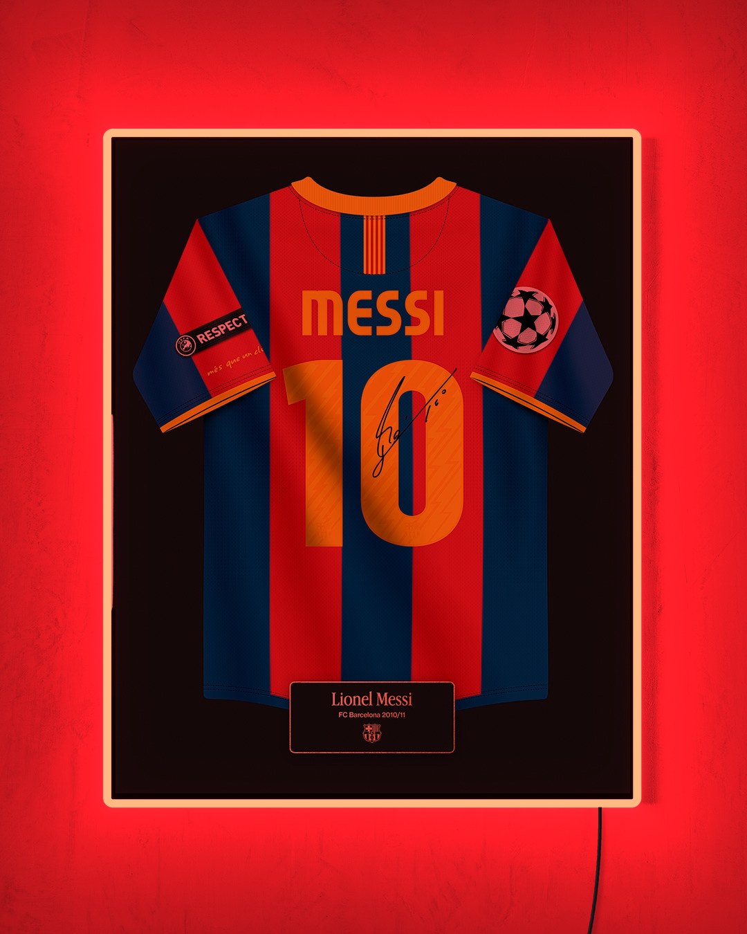 FC Barcelona 2010/11 Local - Diseño Jersey con LED rojo encendido de noche