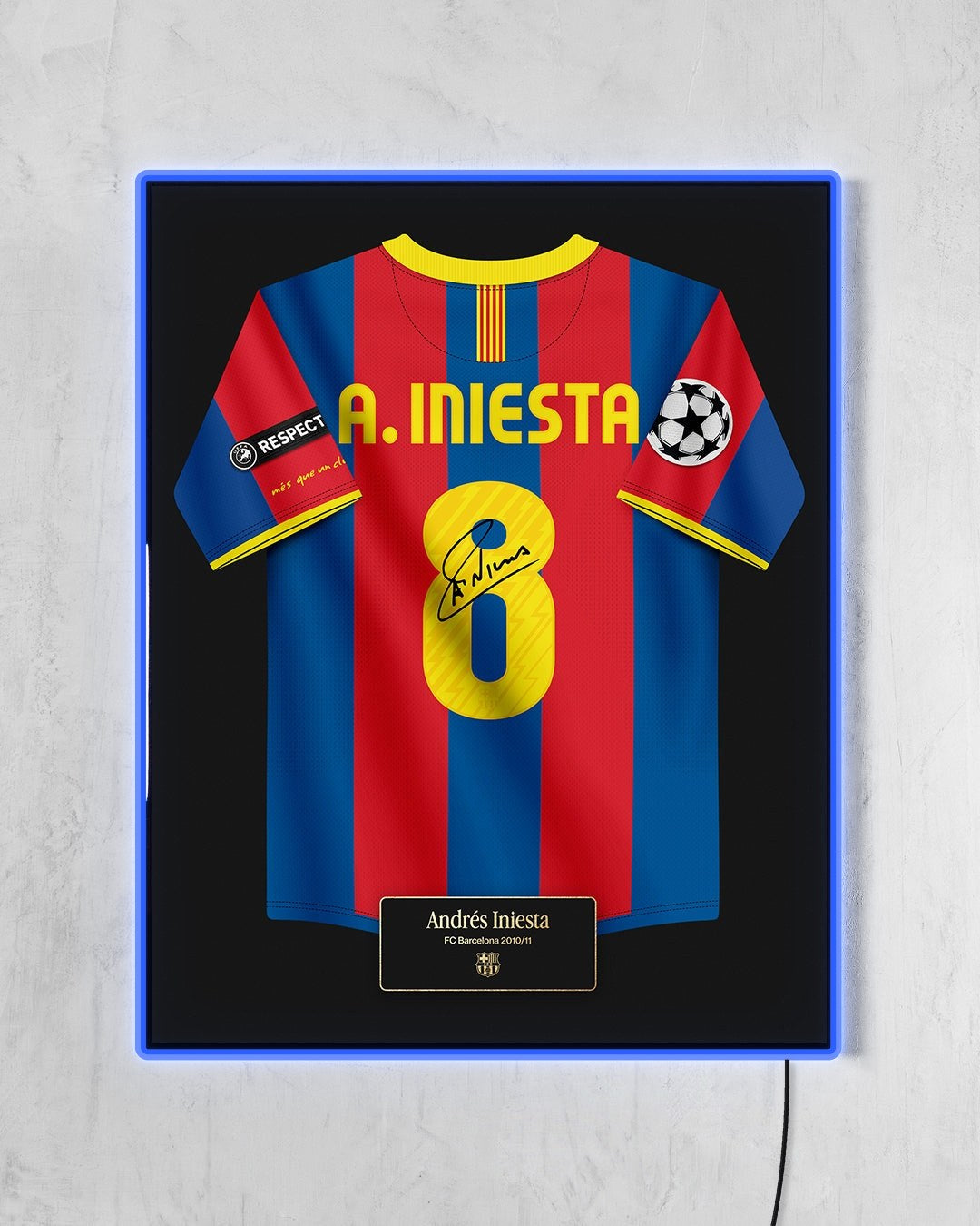 FC Barcelona 2010/11 Local - Diseño Jersey / A. Iniesta #8 con LED azul encendido