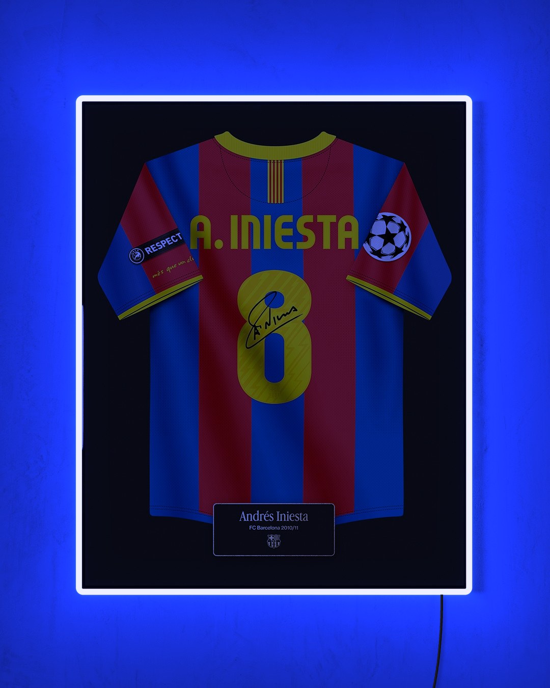 FC Barcelona 2010/11 Local - Diseño Jersey / A. Iniesta #8 con LED azul encendido de noche