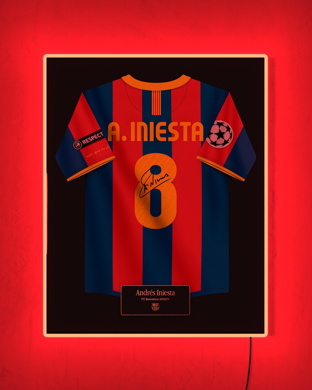 FC Barcelona 2010/11 Local - Diseño Jersey / A. Iniesta #8 con LED rojo encendido de noche