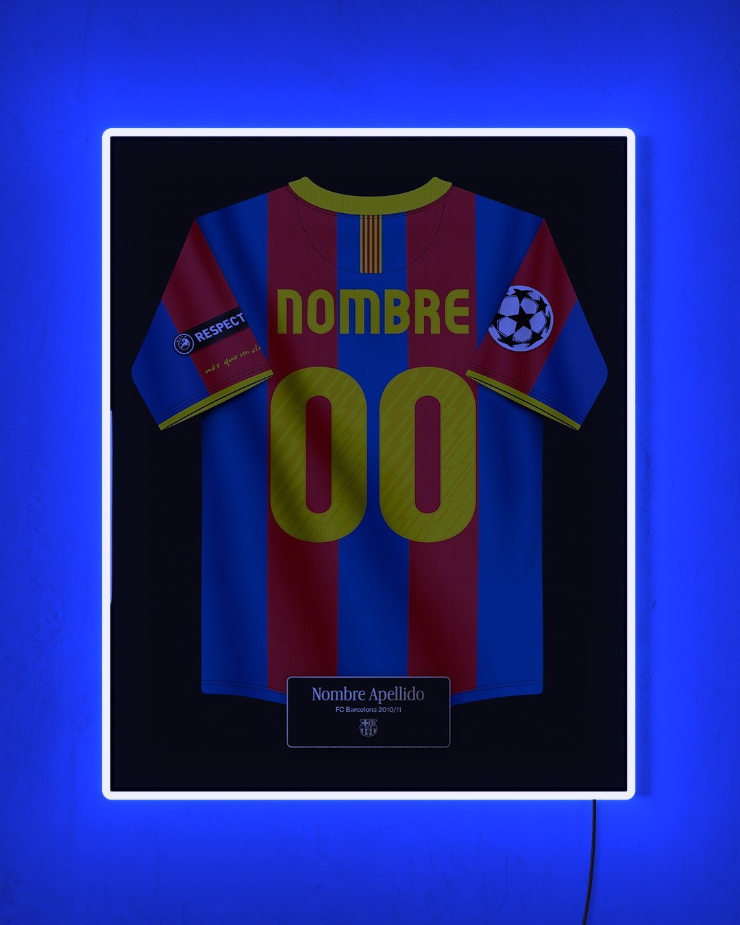 FC Barcelona 2010/11 Local - Diseño Jersey / Personalizado con LED azul encendido de noche