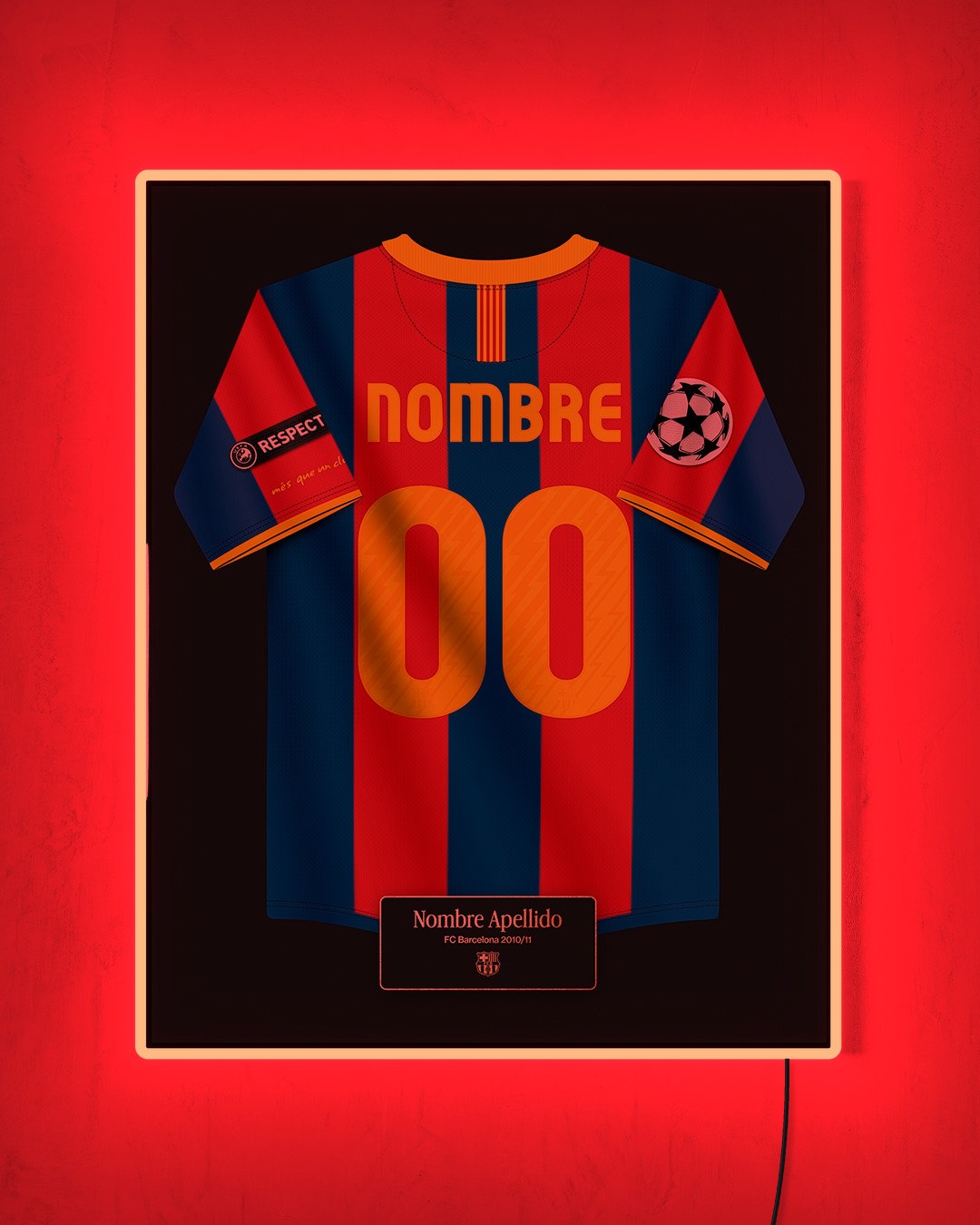 FC Barcelona 2010/11 Local - Diseño Jersey / Personalizado con LED rojo encendido de noche