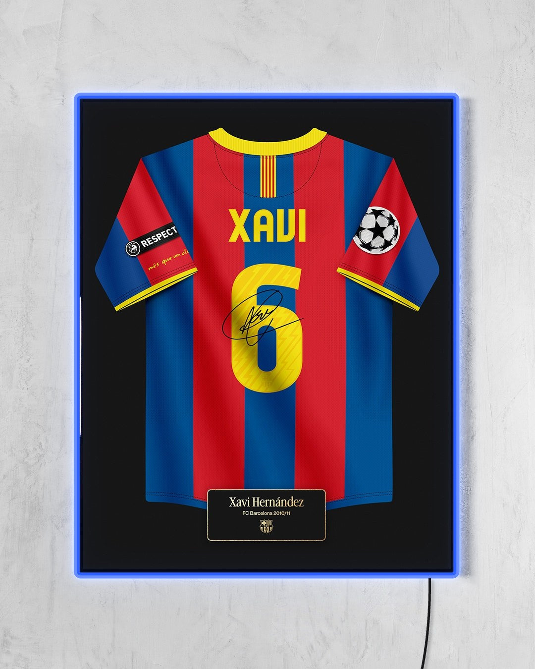 FC Barcelona 2010/11 Local - Diseño Jersey / Xavi #6 con LED azul encendido