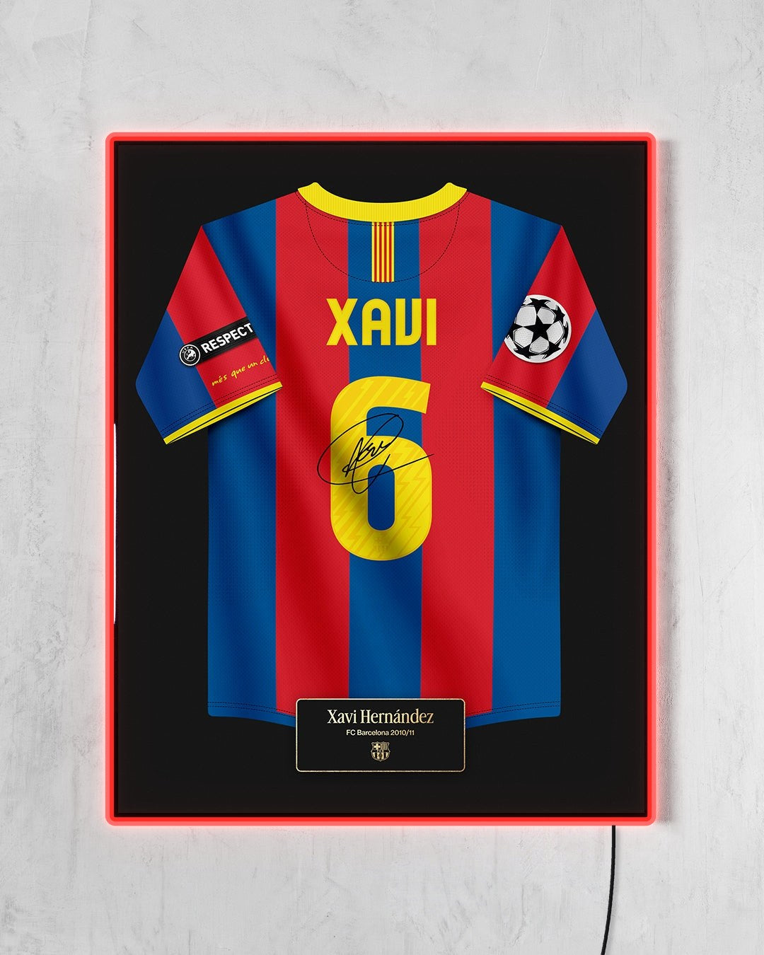 FC Barcelona 2010/11 Local - Diseño Jersey / Xavi #6 con LED rojo encendido