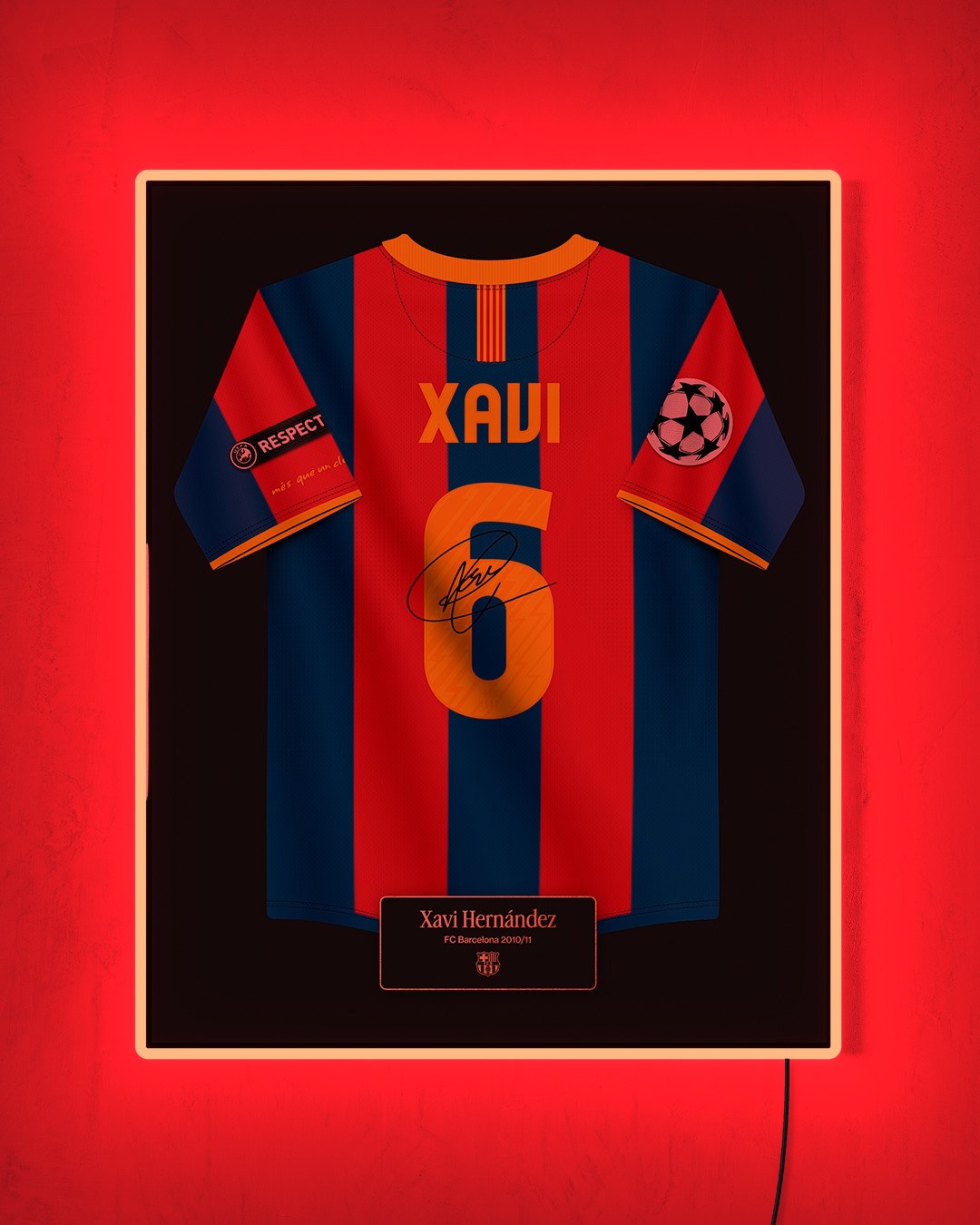 FC Barcelona 2010/11 Local - Diseño Jersey / Xavi #6 con LED rojo encendido de noche