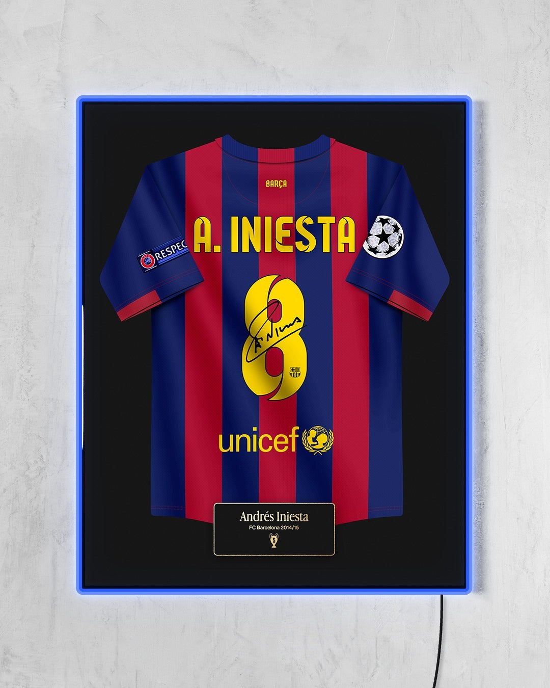 FC Barcelona 2014/15 Local - Diseño Jersey / Iniesta #8 con LED azul encendido