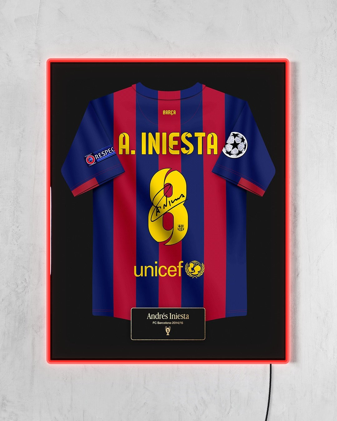 FC Barcelona 2014/15 Local - Diseño Jersey / Iniesta #8 con LED rojo encendido