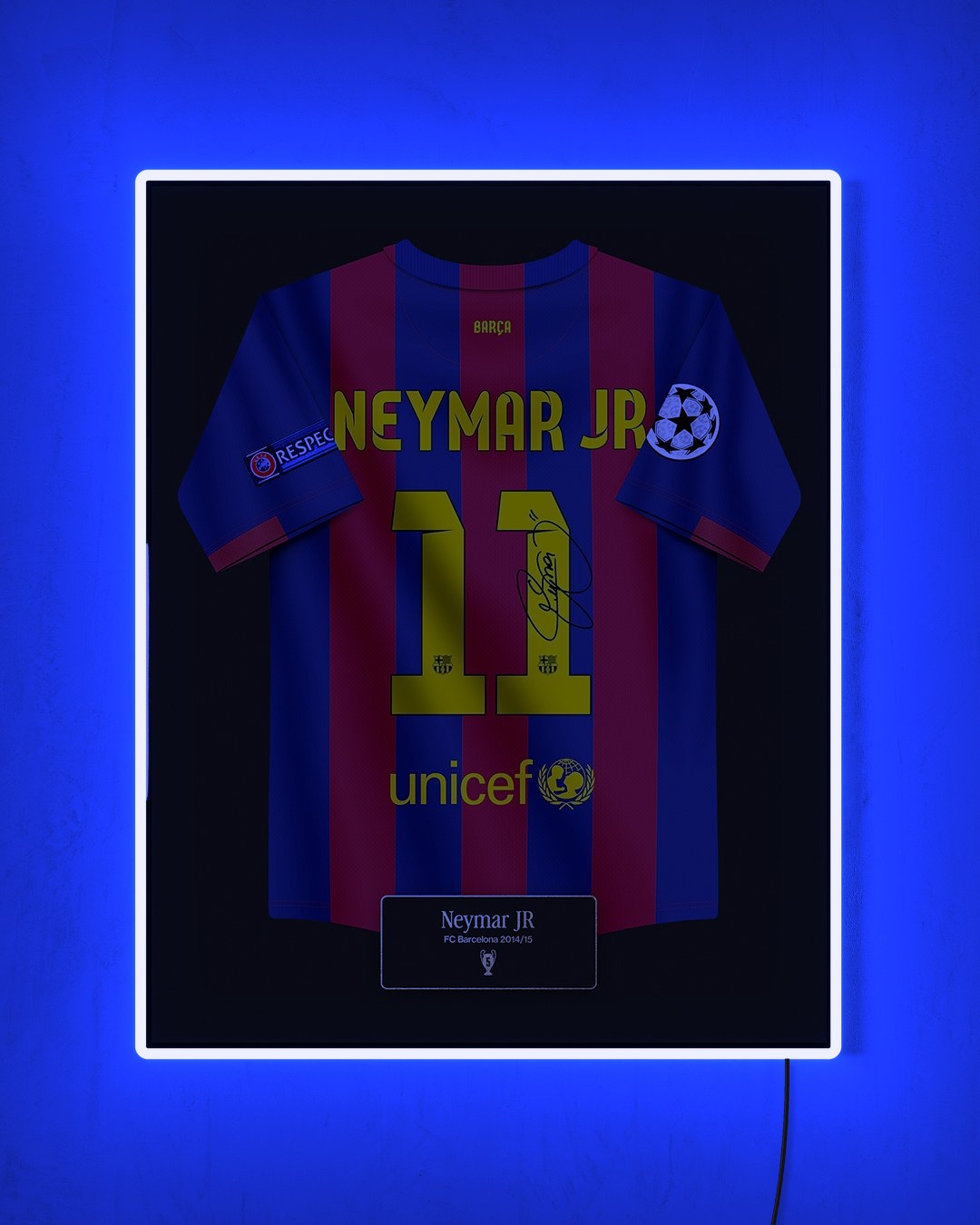 FC Barcelona 2014/15 Local - Diseño Jersey / Neymar Jr #11 con LED azul encendido de noche