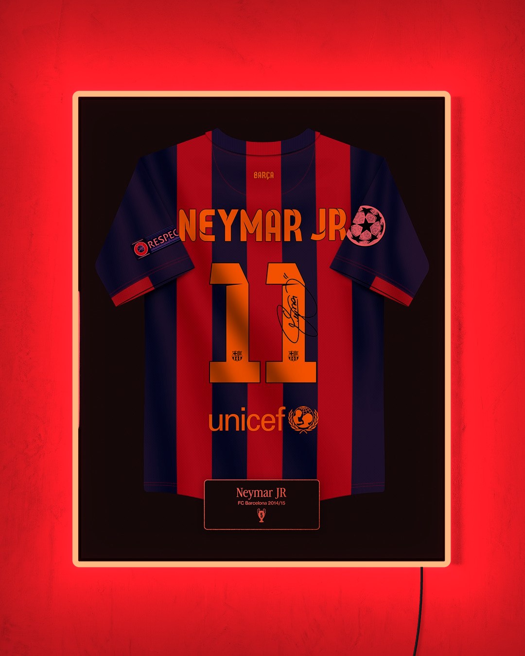 FC Barcelona 2014/15 Local - Diseño Jersey / Neymar Jr #11 con LED rojo encendido de noche