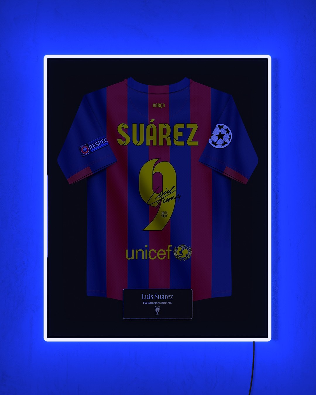 FC Barcelona 2014/15 Local - Diseño Jersey / Suárez #9 con LED azul encendido de noche
