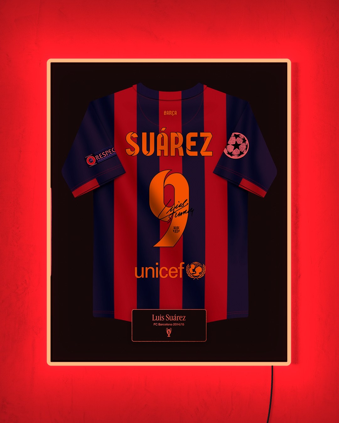 FC Barcelona 2014/15 Local - Diseño Jersey / Suárez #9 con LED rojo encendido de noche