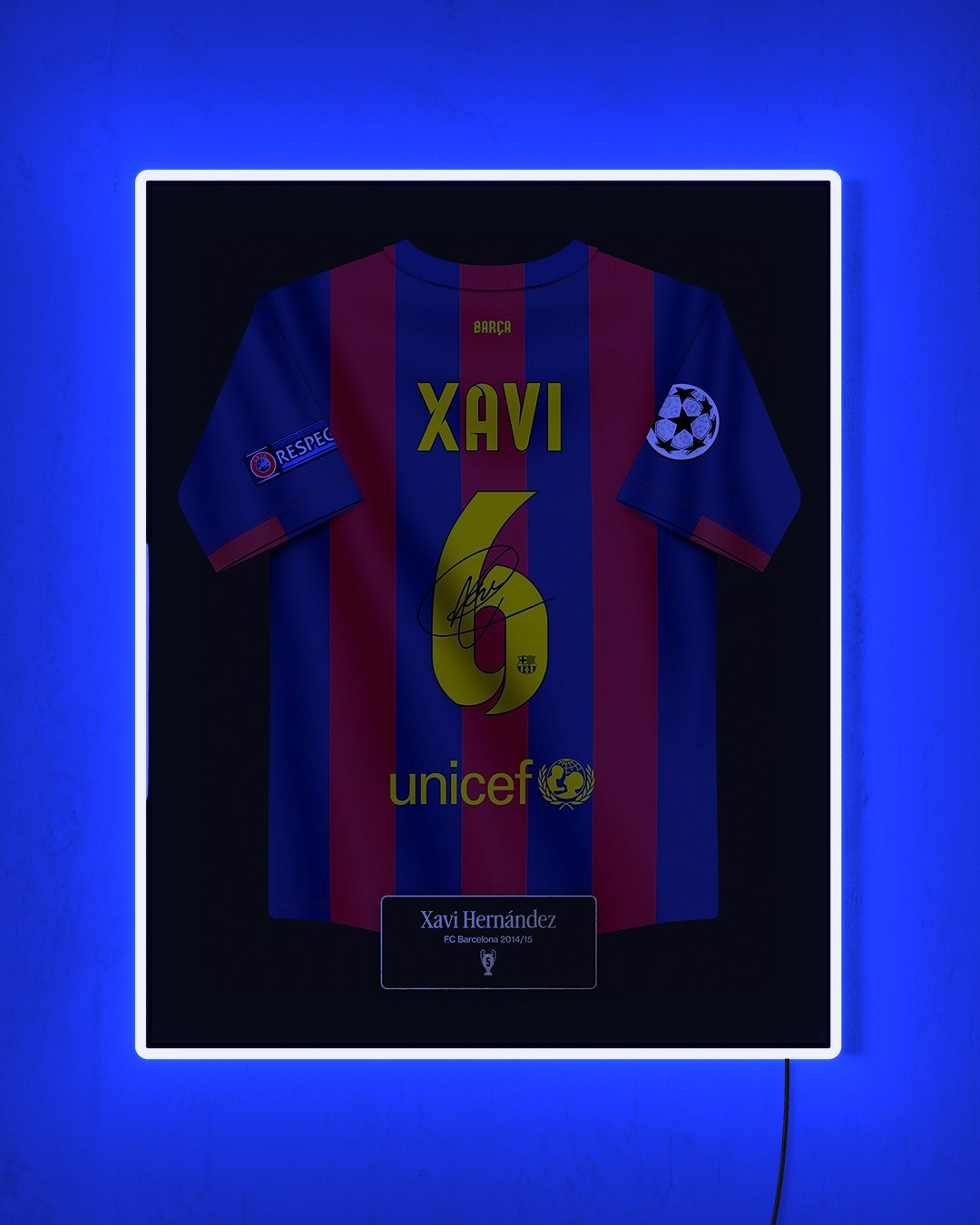 FC Barcelona 2014/15 Local - Diseño Jersey / Xavi #6 con LED azul encendido de noche