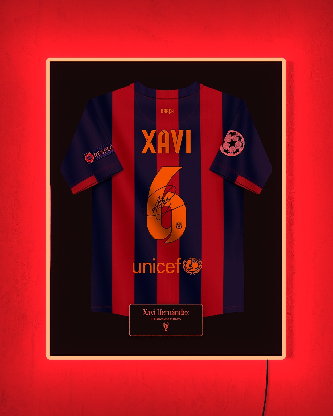 FC Barcelona 2014/15 Local - Diseño Jersey / Xavi #6 con LED rojo encendido de noche