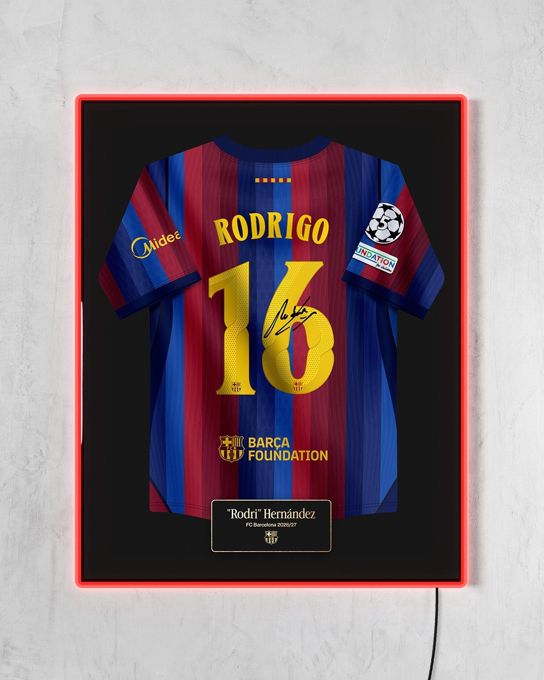 FC Barcelona 2026/27 Local - Diseño Jersey / Rodrigo #16 con LED rojo encendido