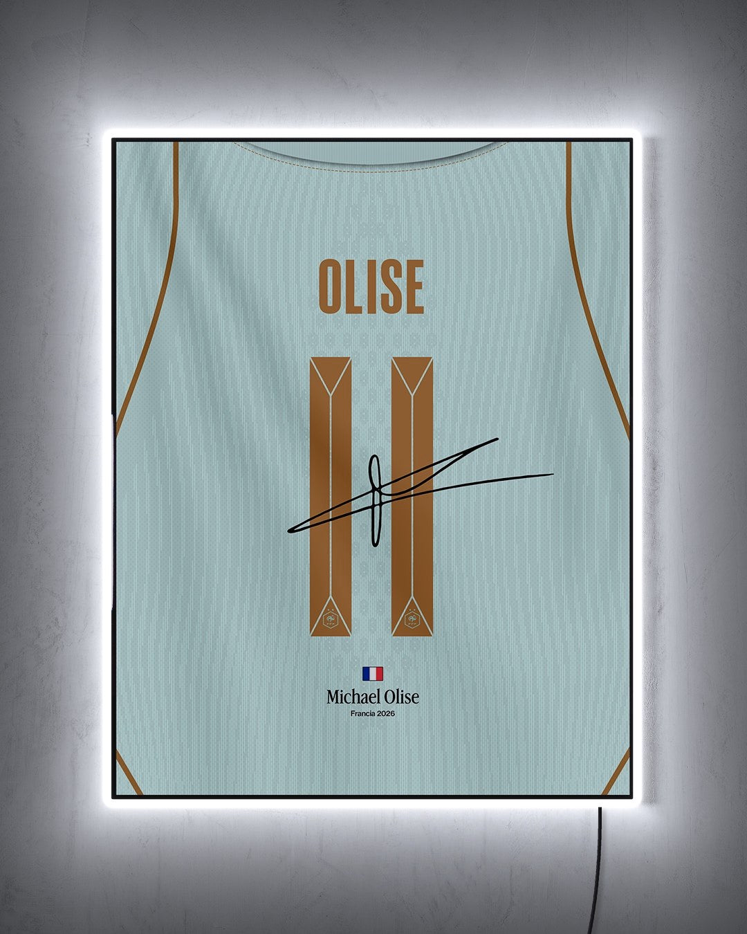 Francia 2026 Visitante - Diseño Dorsal / Olise #11 con LED blanco encendido de noche