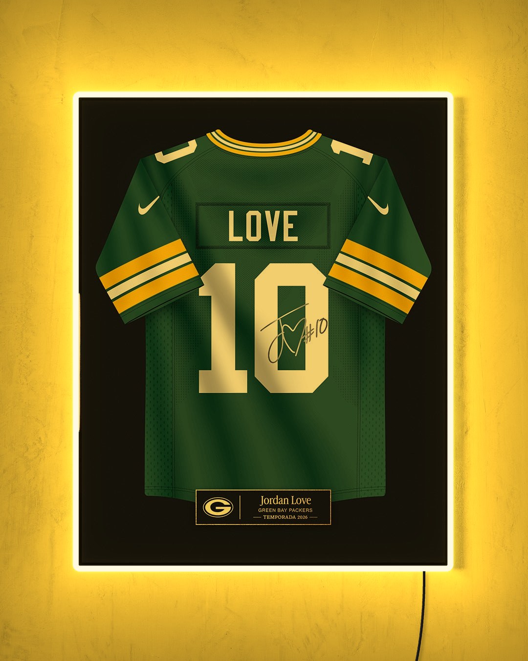 Green Bay Packers 2026 - Diseño Jersey con LED amarillo encendido de noche