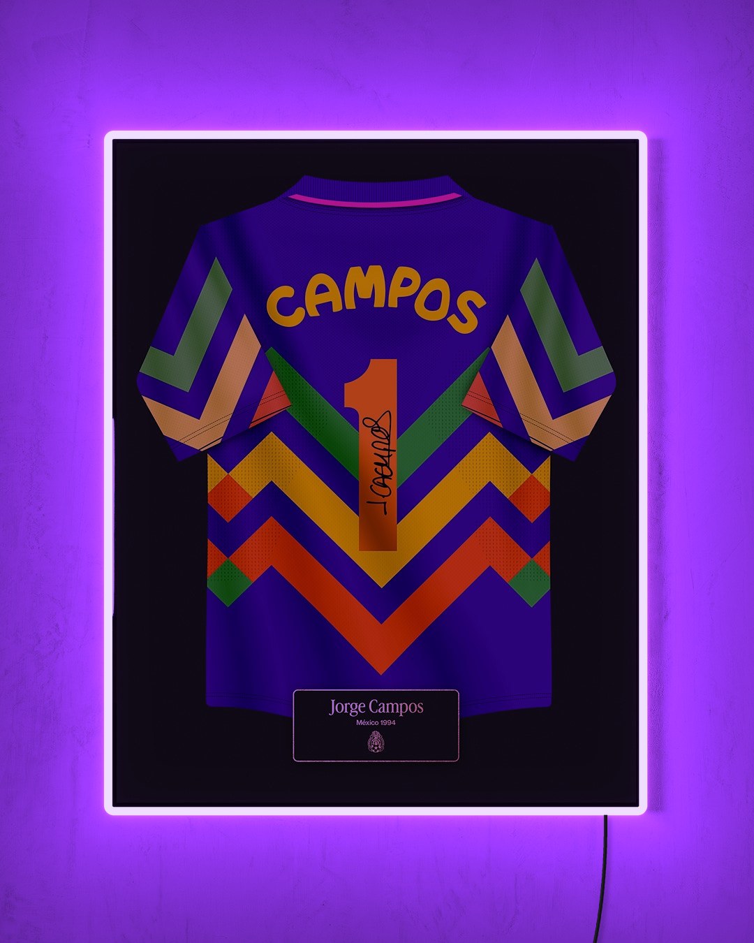 Jorge Campos - México 1994 con LED púrpura encendido de noche