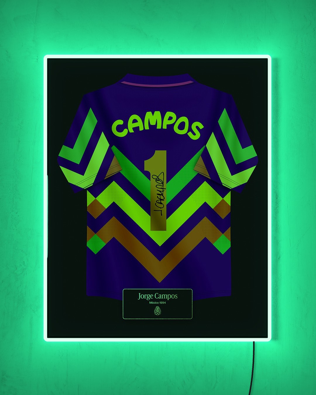 Jorge Campos - México 1994 con LED verde encendido de noche