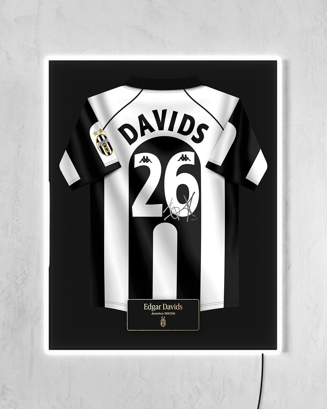 Juventus 1997/98 Local - Diseño Jersey / Davids #26 con LED blanco encendido