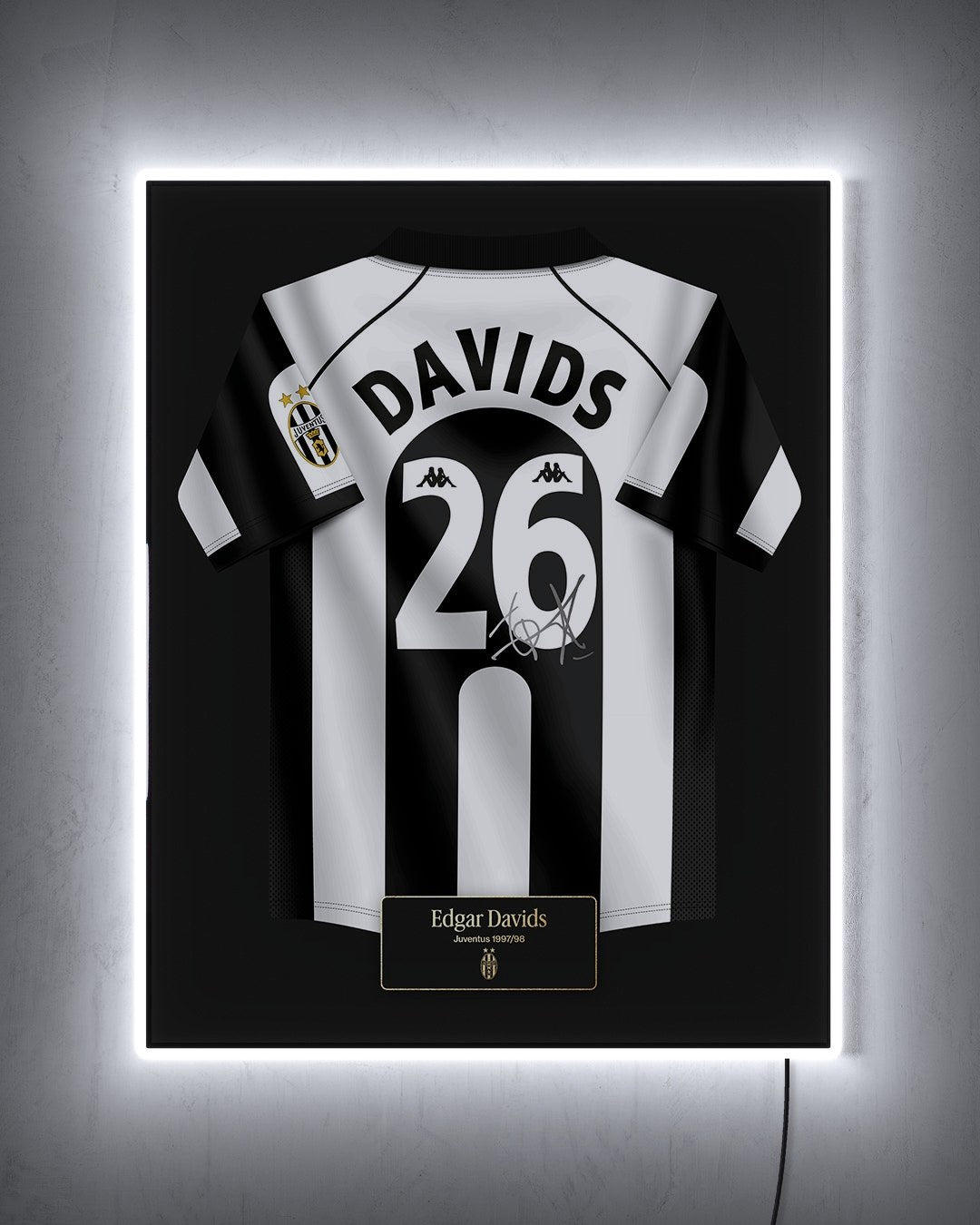Juventus 1997/98 Local - Diseño Jersey / Davids #26 con LED blanco encendido de noche