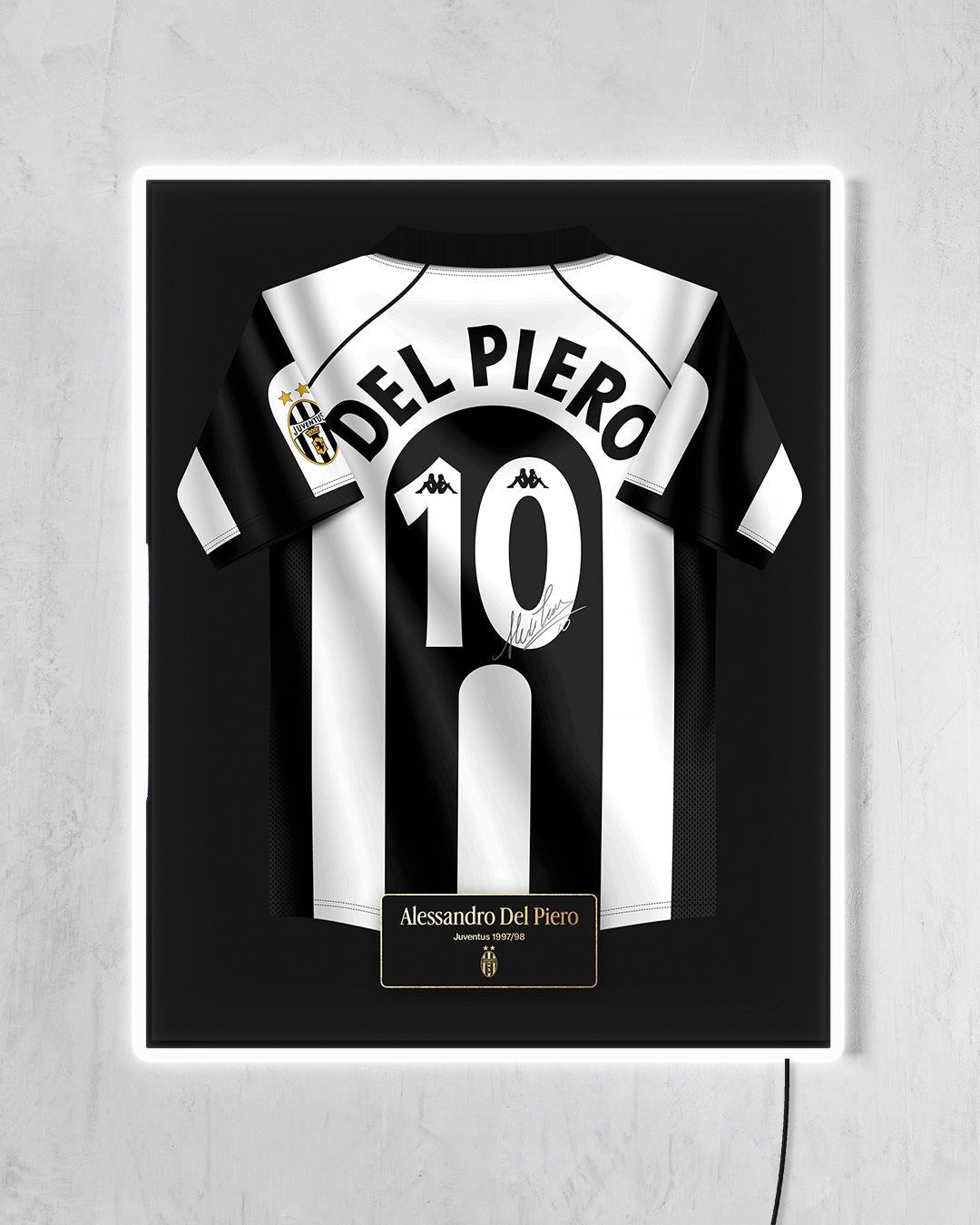 Juventus 1997/98 Local - Diseño Jersey / Del Piero #10 con LED blanco encendido