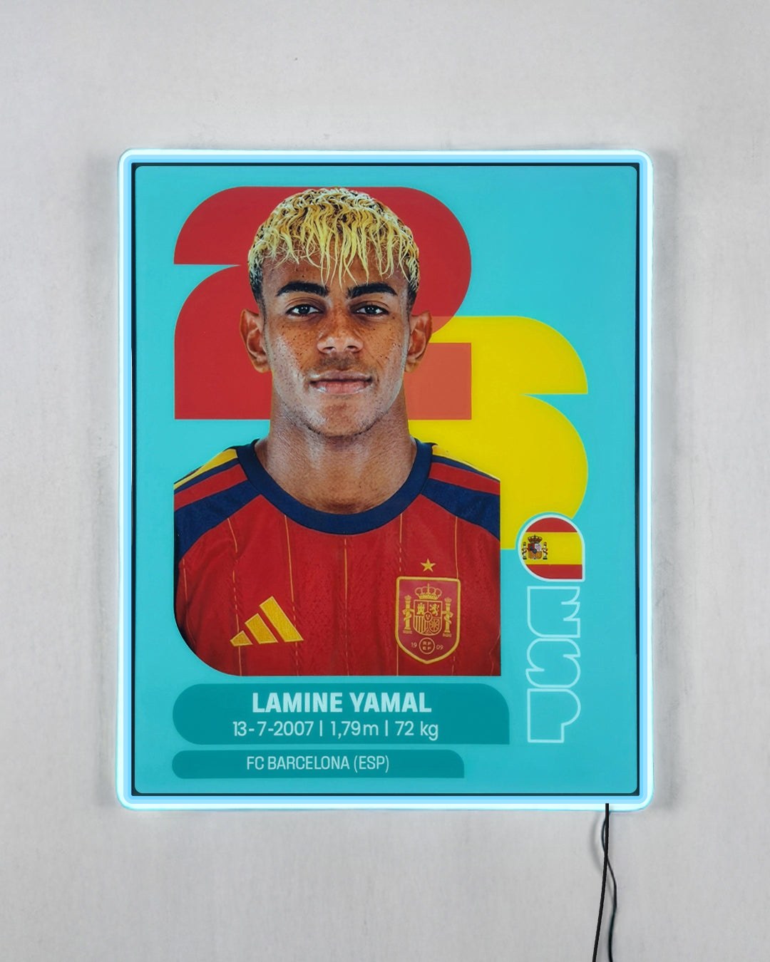 Lamine Yamal - Sticker 2026 con LED celeste encendido