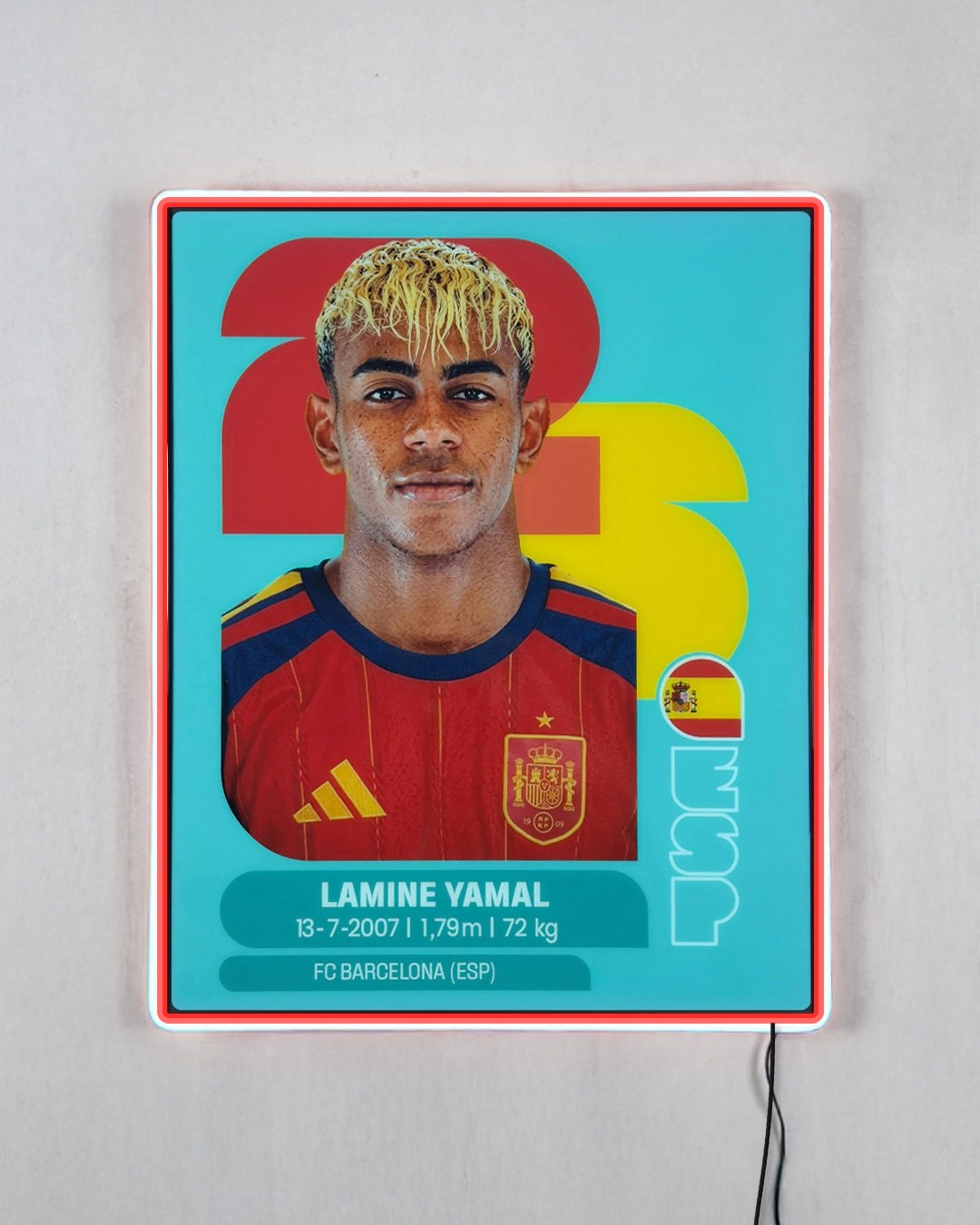 Lamine Yamal - Sticker 2026 con LED rojo encendido