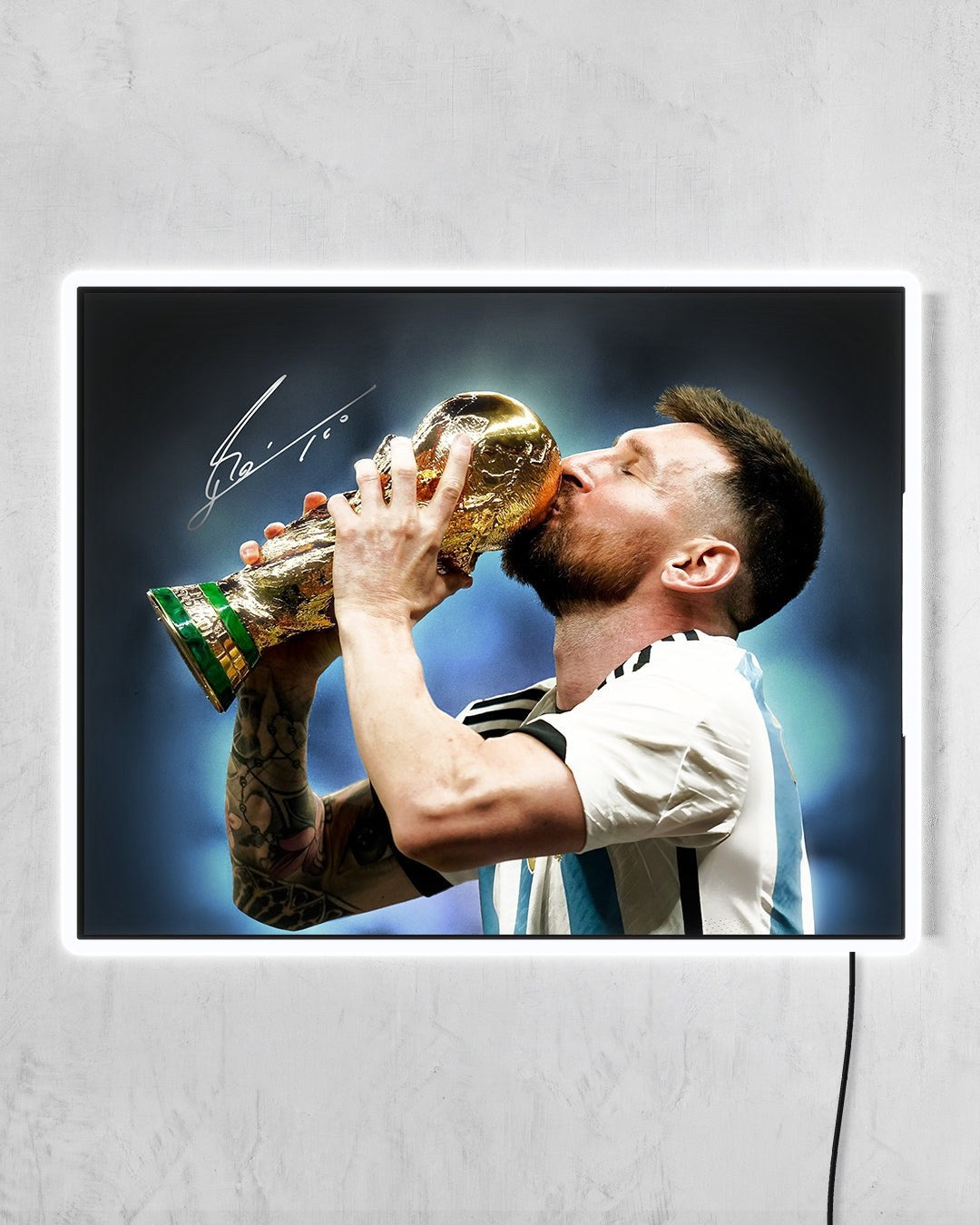Lionel Messi - Copa del Mundo 2022 con LED blanco encendido