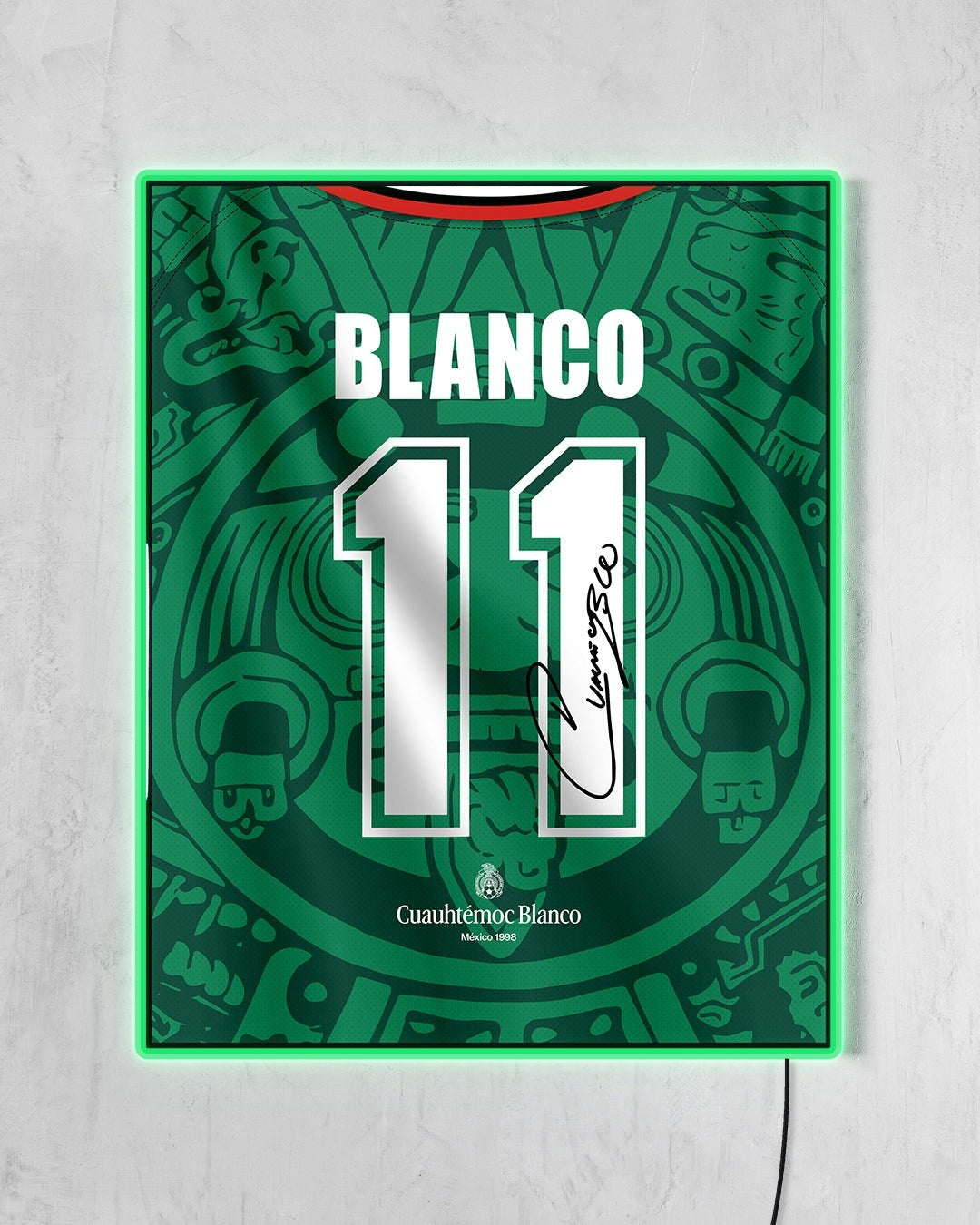 México 1998 Local - Diseño Dorsal / Blanco #11 con LED verde encendido