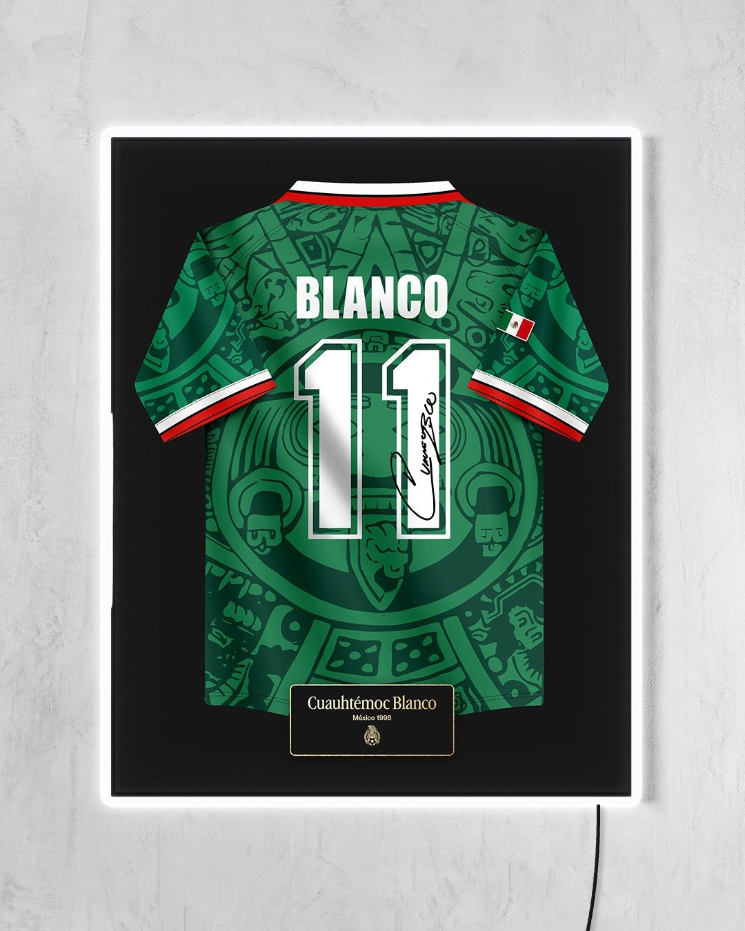 México 1998 Local - Diseño Jersey / Blanco #11 con LED blanco encendido