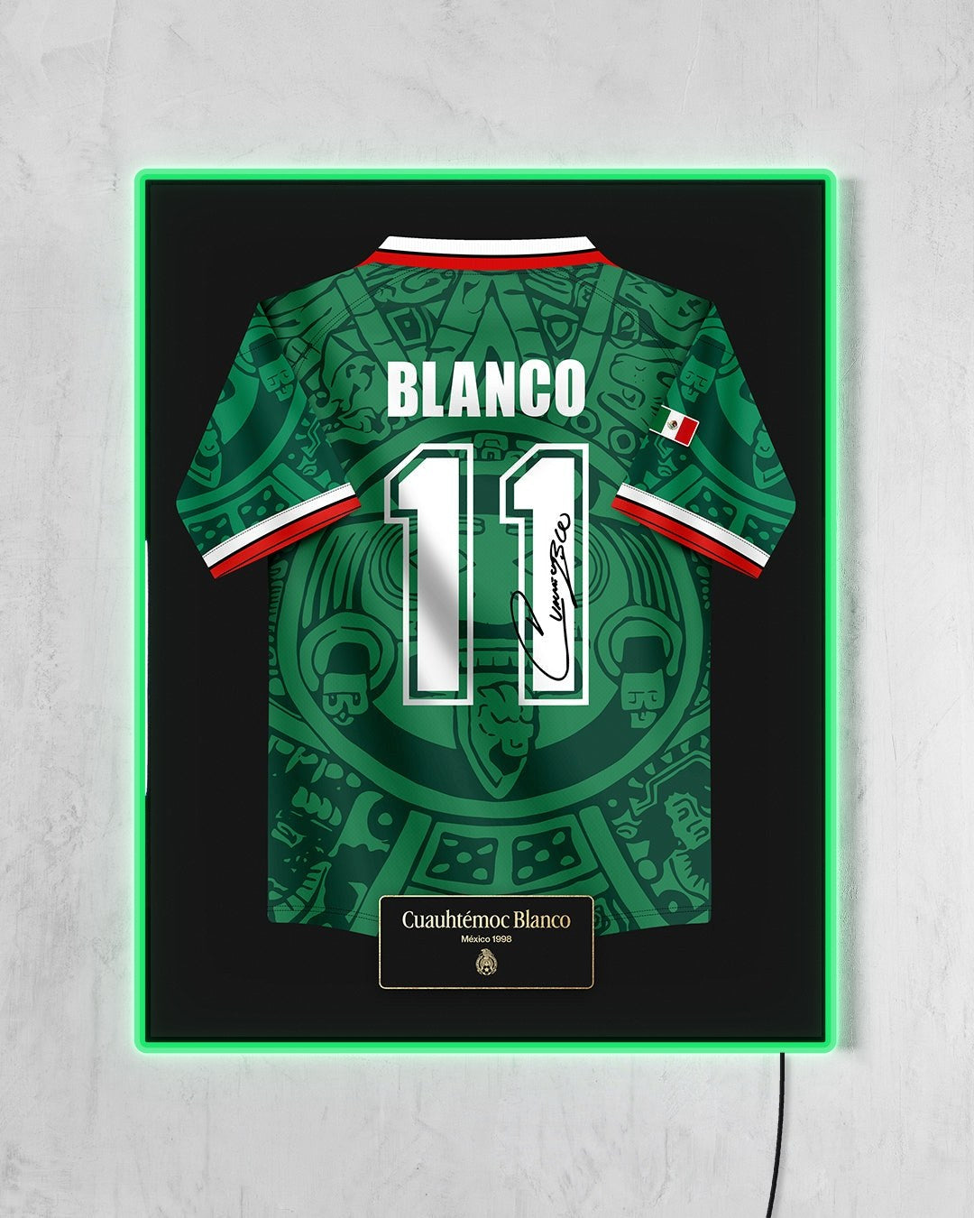 México 1998 Local - Diseño Jersey / Blanco #11 con LED verde encendido