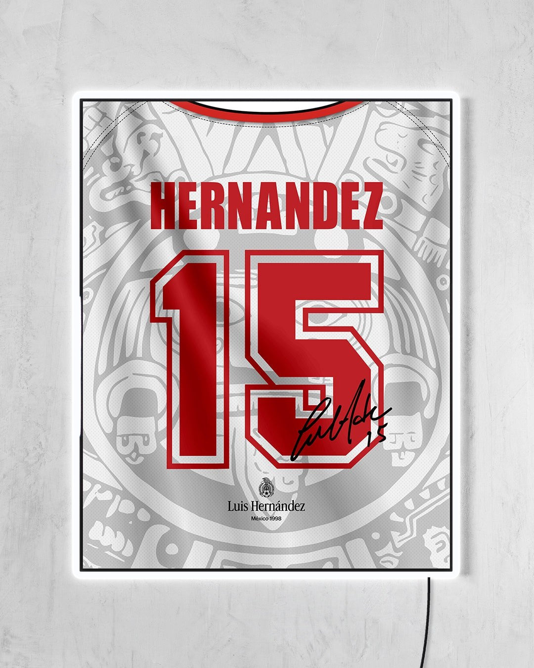 México 1998 Visitante - Diseño Dorsal / Hernández #15 con LED blanco encendido