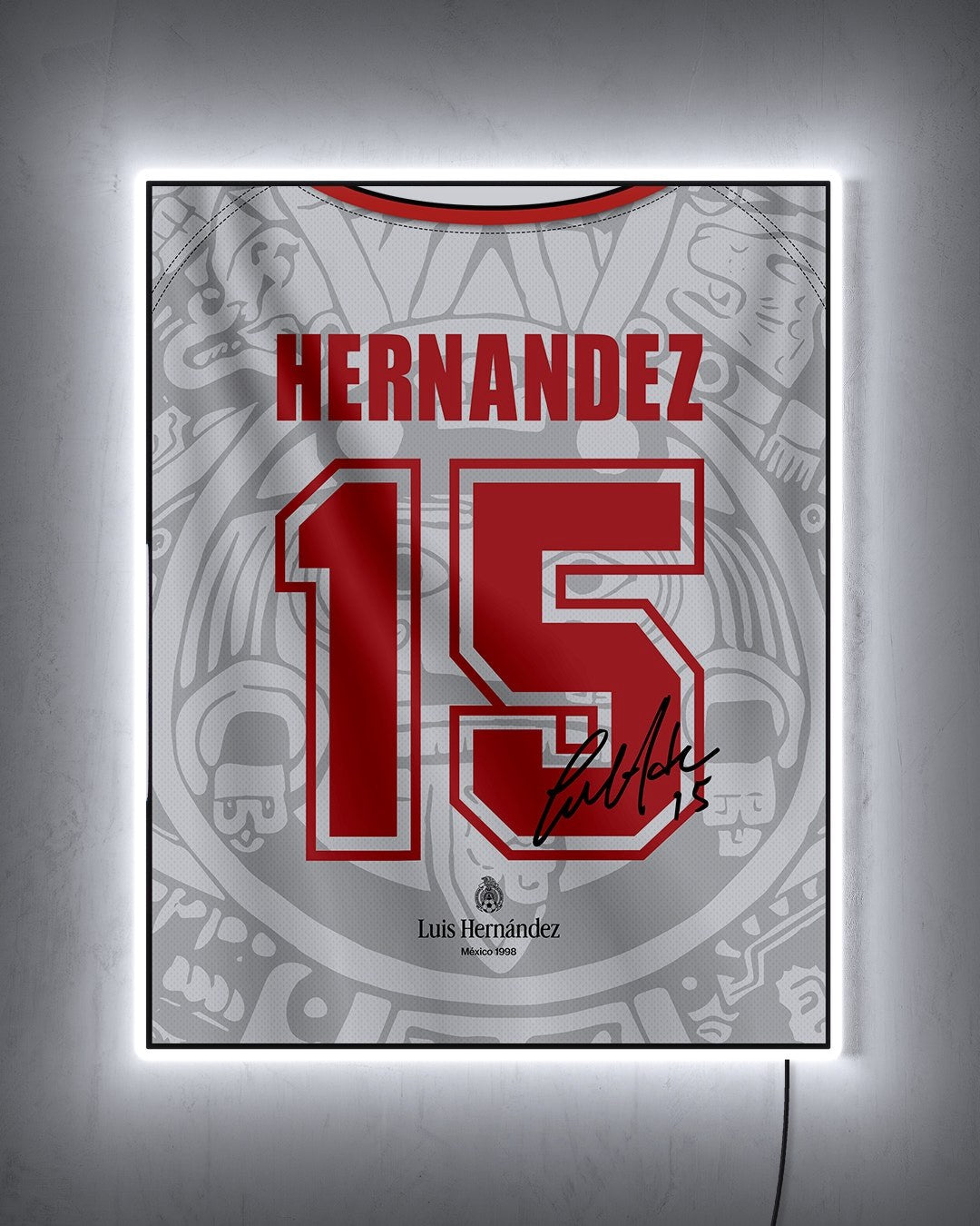 México 1998 Visitante - Diseño Dorsal / Hernández #15 con LED blanco encendido de noche