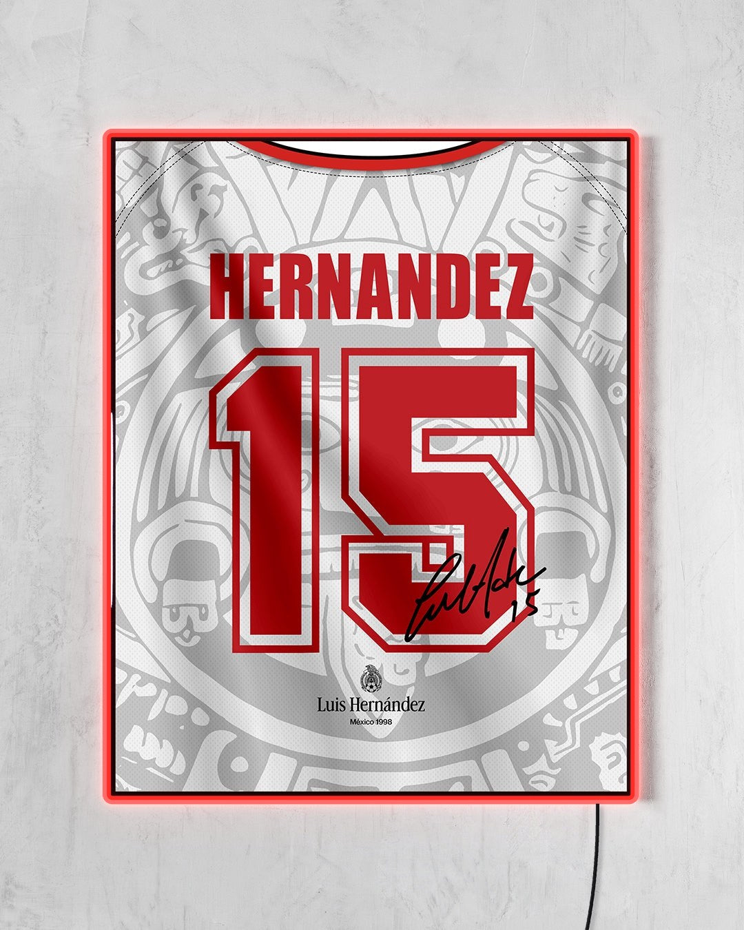 México 1998 Visitante - Diseño Dorsal / Hernández #15 con LED rojo encendido
