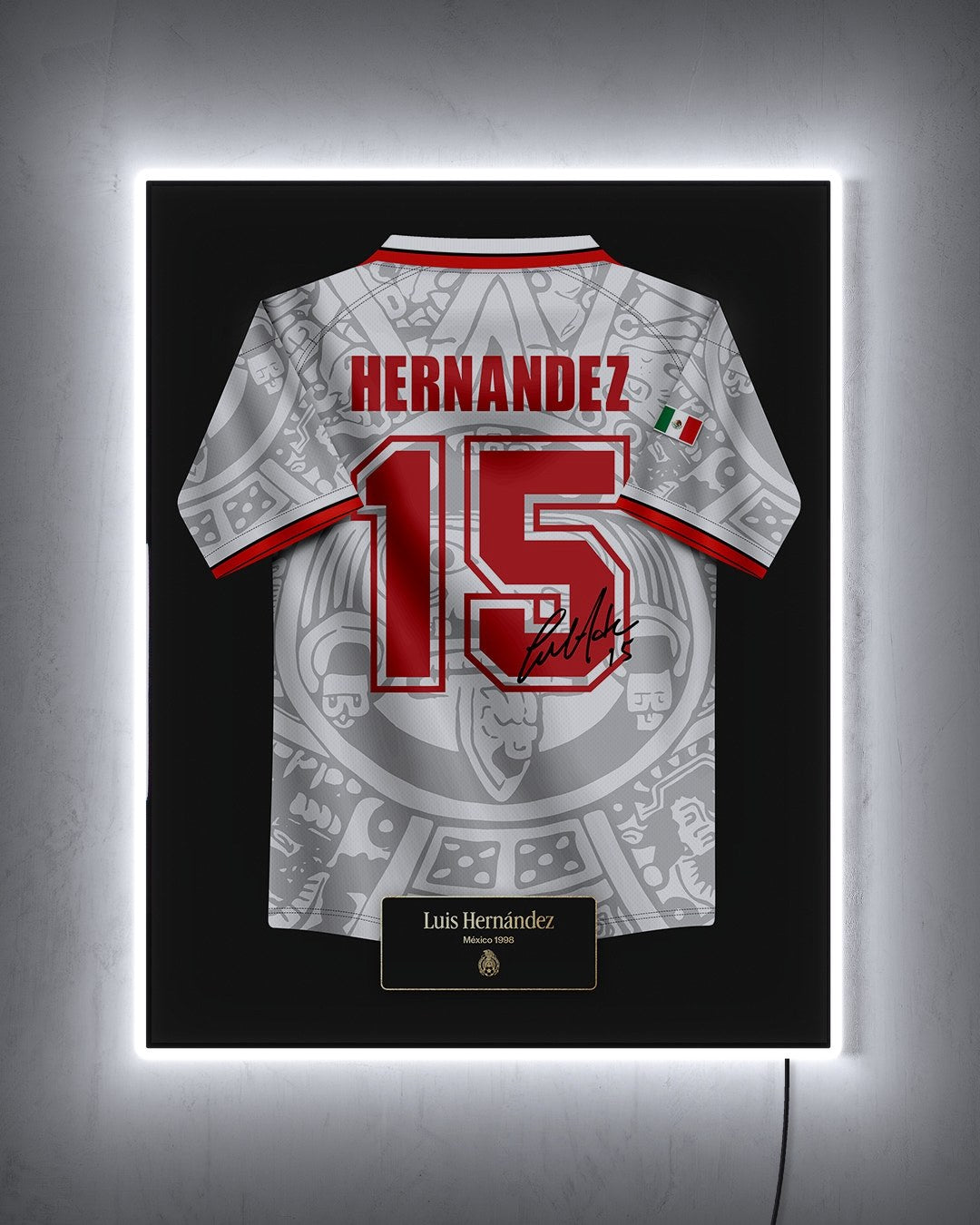 México 1998 Visitante - Diseño Jersey / Hernández #15 con LED blanco encendido de noche