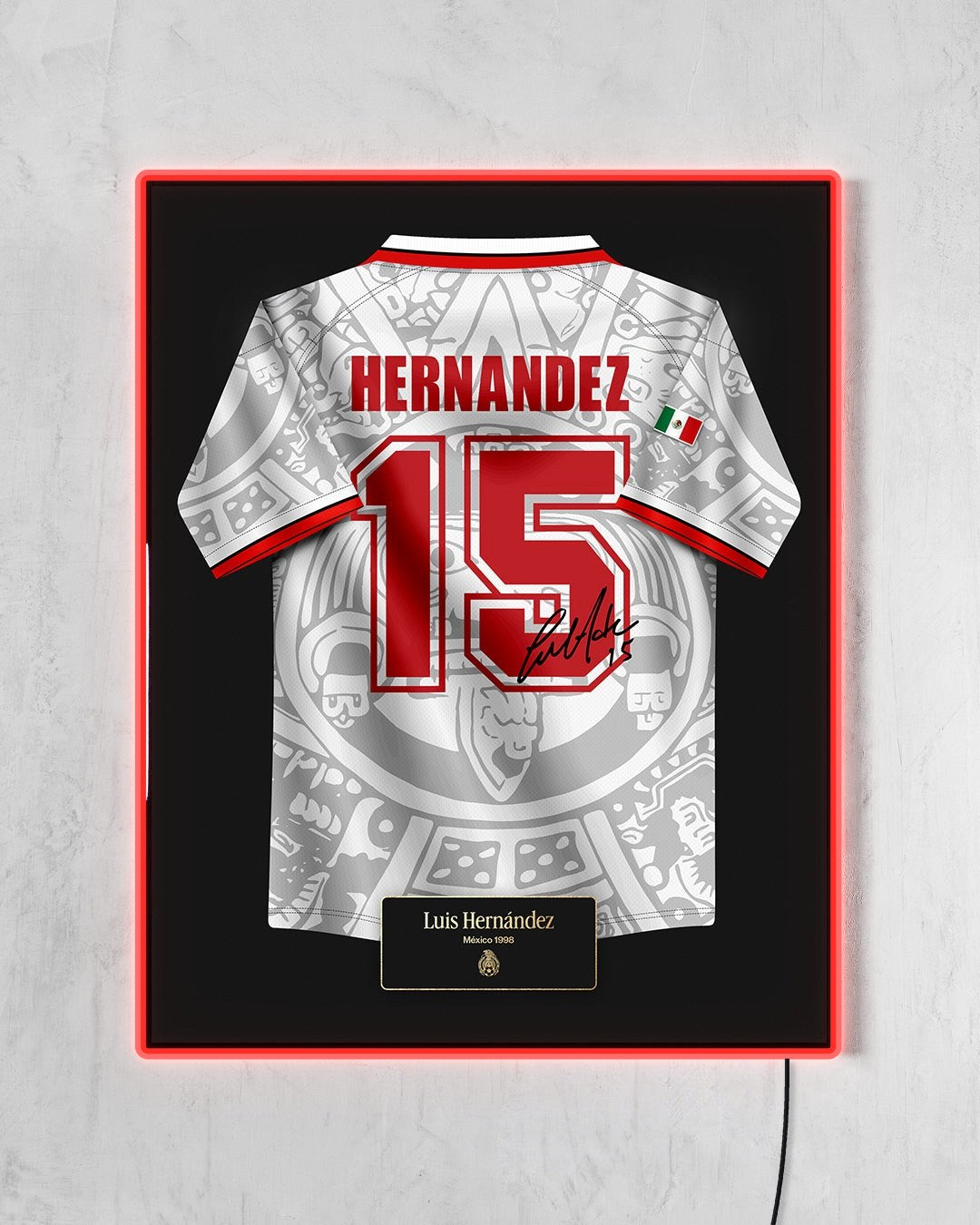 México 1998 Visitante - Diseño Jersey / Hernández #15 con LED rojo encendido
