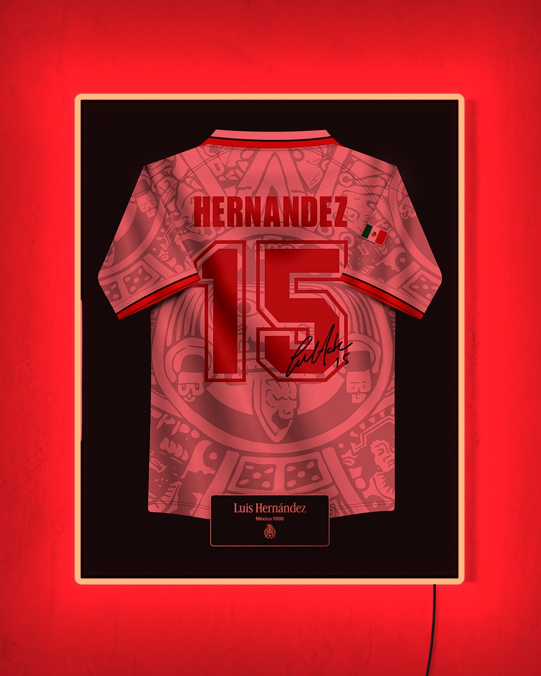 México 1998 Visitante - Diseño Jersey / Hernández #15 con LED rojo encendido de noche