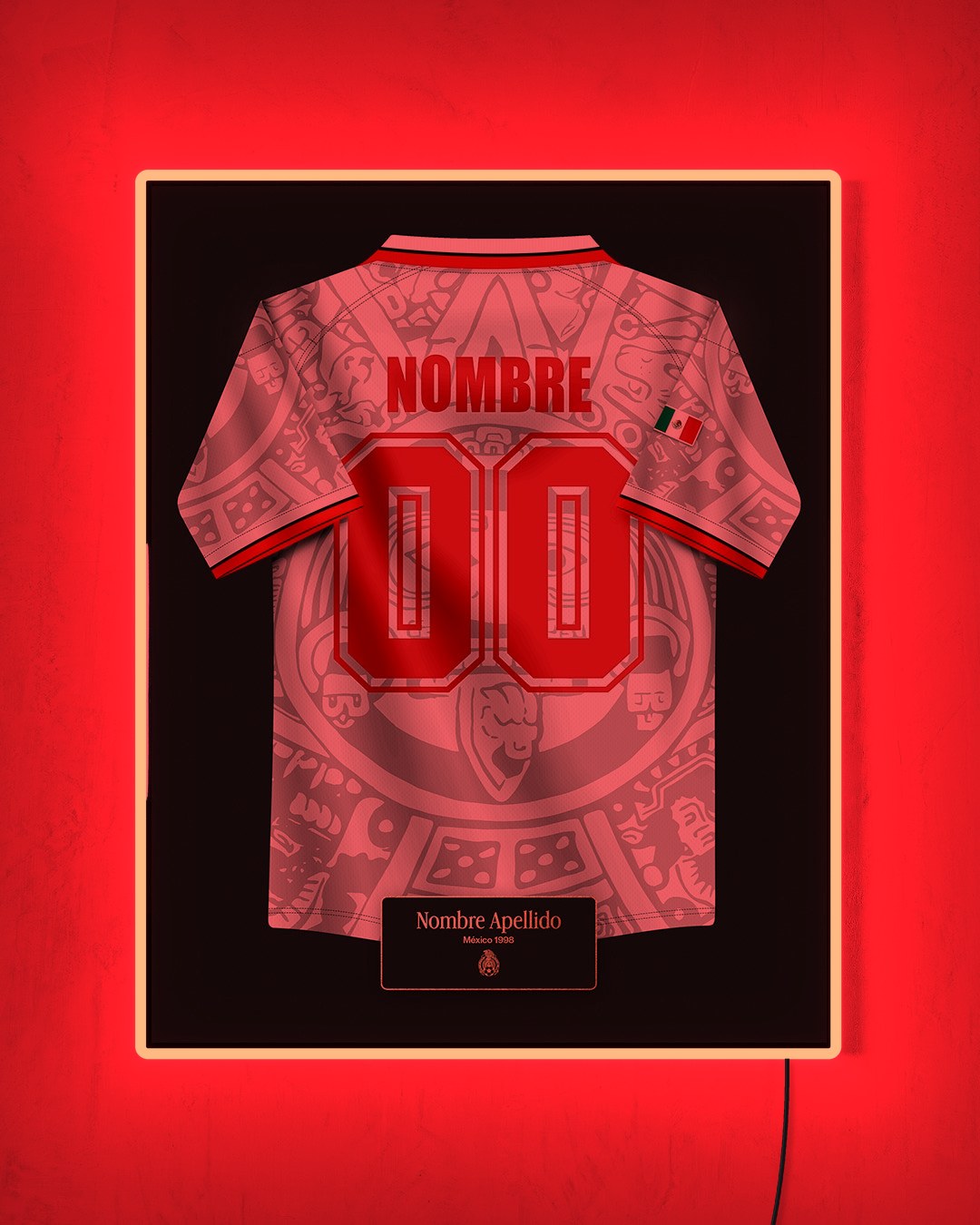 México 1998 Visitante - Diseño Jersey / Personalizado con LED rojo encendido de noche